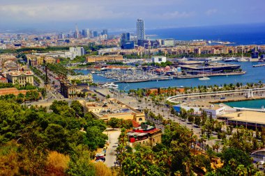  Barselona 'da güzel şehir manzarası, Avrupa' da İspanya