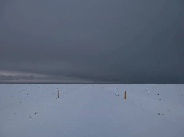 Camino Naufragio Del Avión Islandia Con Nieve Fresca — Foto de Stock