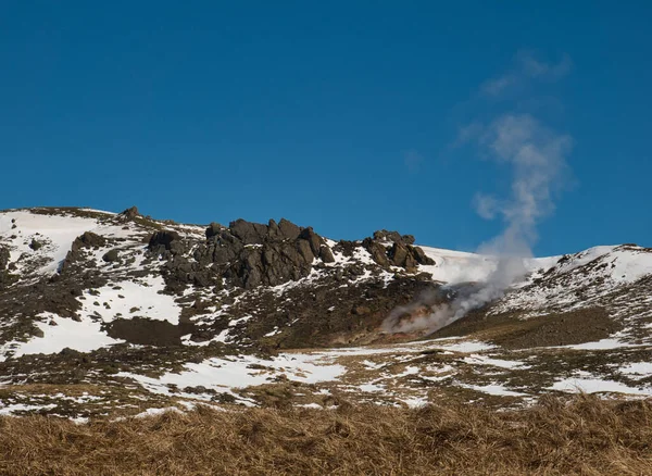 Dampfwolke Aus Den Heißen Thermalquellen Islands Nahe Reykjadalur — Stockfoto