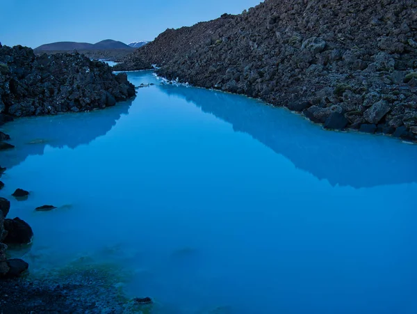 Lavastenen Och Termalvattnet Vid Blå Lagunen Grindavik — Stockfoto