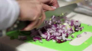  Yakın çekim, kesme soğan ve biber