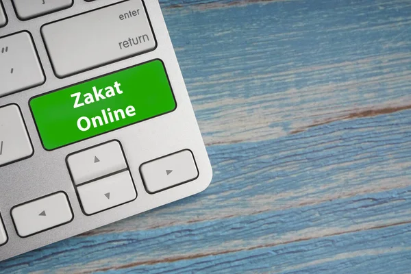 Zakat Online Text Knappen Datorns Tangentbord Affärsidé Och Islamisk Idé — Stockfoto