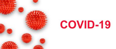 Beyaz arkaplanda COVID-19 metni. Covid-19 veya Coronavirus konsepti