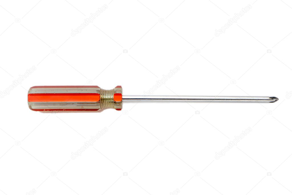 Screwdriver  closeup on white background. Selective focus