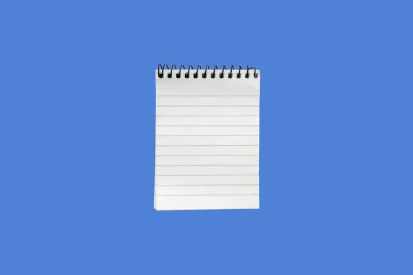 Bloc Notas Cuaderno Sobre Fondo Azul Concepto Espacio Comercial Copia — Foto de Stock