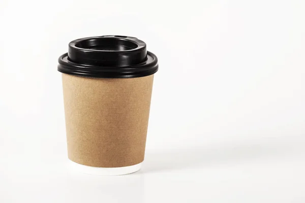 Paper cup of coffee on white background — Stock Photo, Image