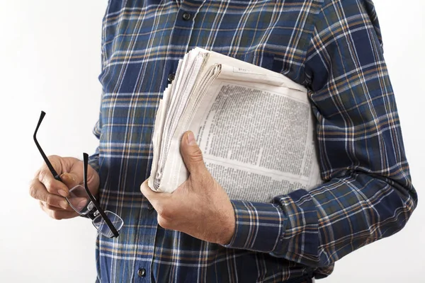 Muž ruce s čtenářský deník — Stock fotografie