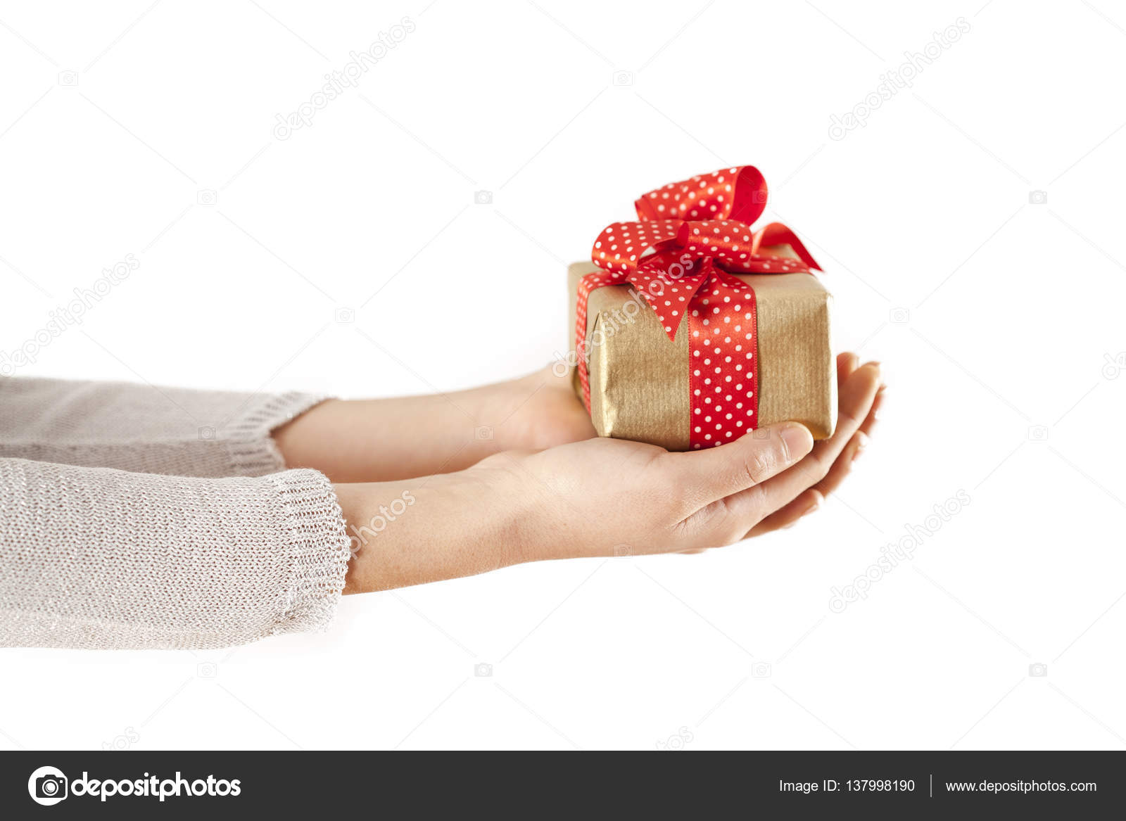 Woman hands holding gift box — Stock Photo © seb_ra 137998190