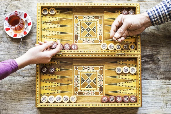 Backgammon game with two dice — Stock Photo, Image