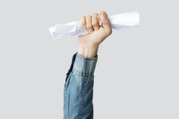 Homem mão segurando papel — Fotografia de Stock