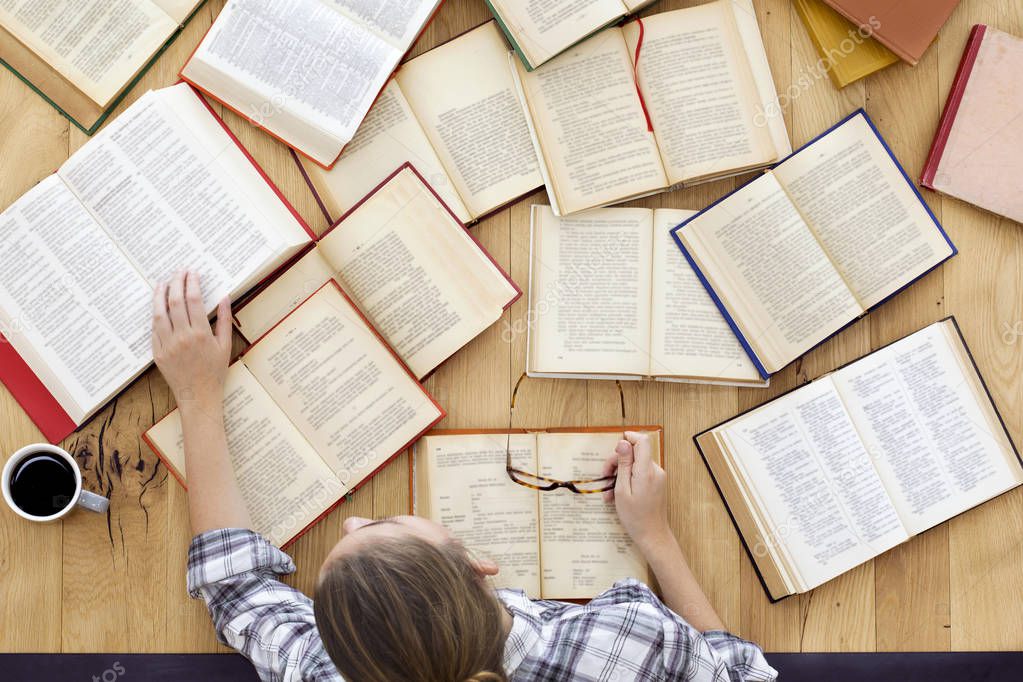 Student studying on the table