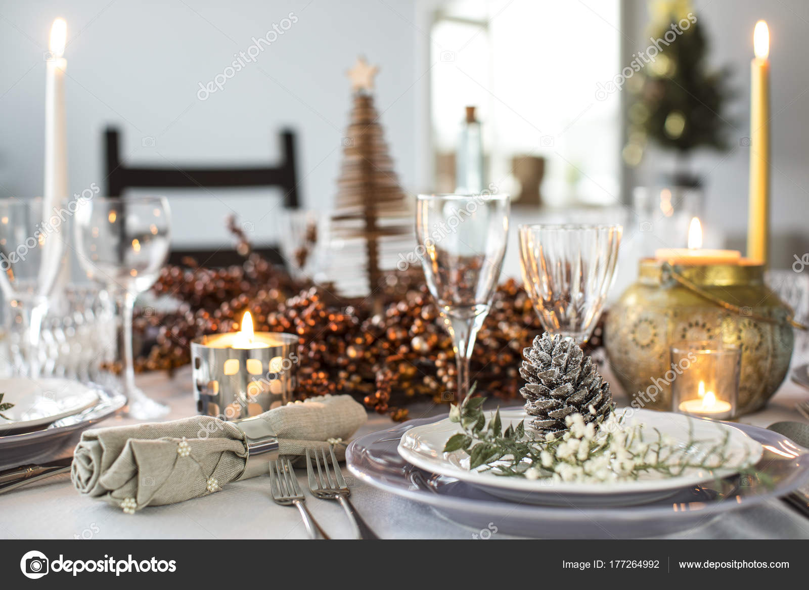 Table Setting Christmas Dinner Stock Photo by ©seb_ra 177264992