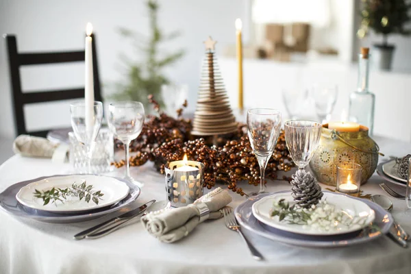 Ajuste Mesa Para Cena Navidad — Foto de Stock