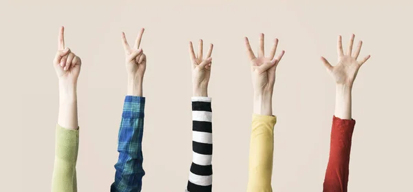 Levantou Mãos Dedos Mostrando Numérica — Fotografia de Stock