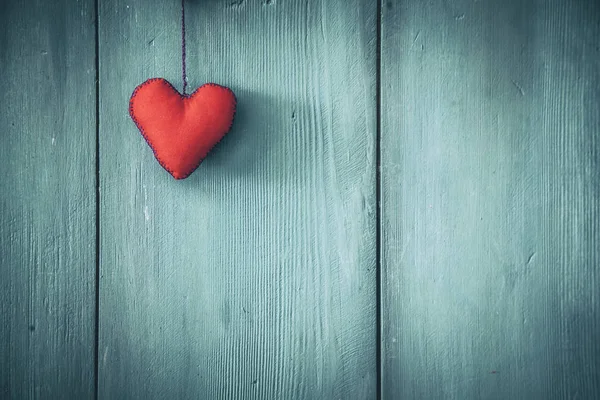 Červené Srdce Tvar Dřevěné Pozadí — Stock fotografie