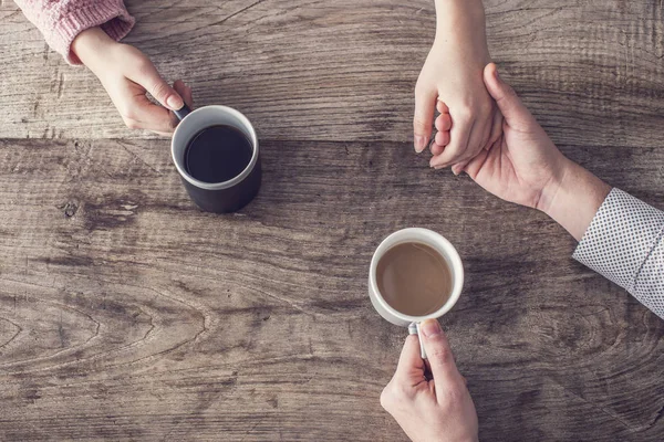 Liefde Koffie Houten Tafel — Stockfoto