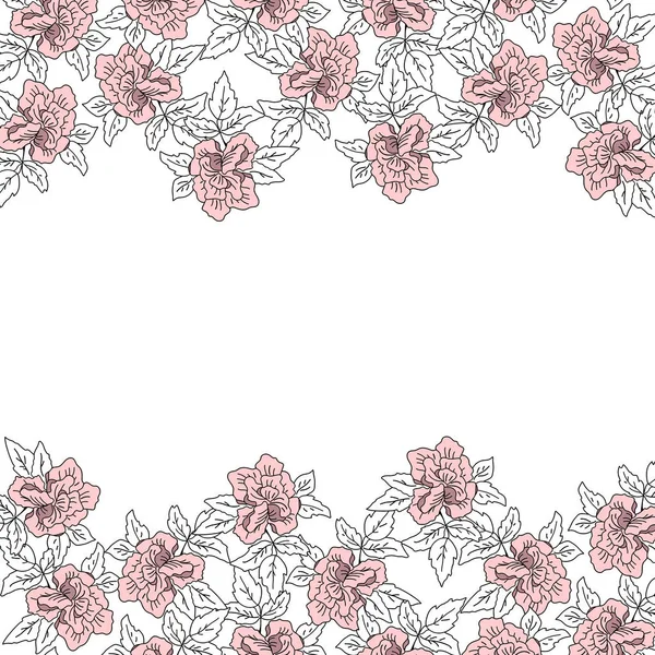 Vector Pattern Flowers Magnolia Peony White Background — ストックベクタ