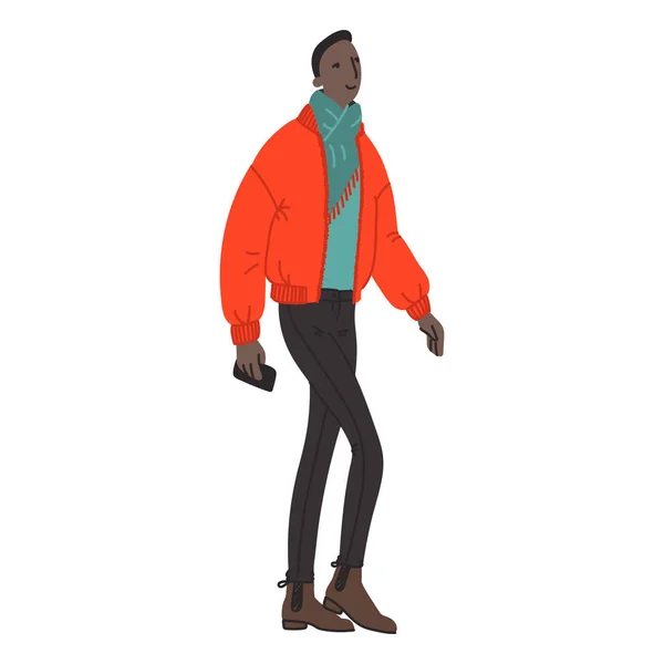 Vektor Handgezeichnete Illustration Mit Wandelndem Mann Auf Weißem Hintergrund — Stockvektor