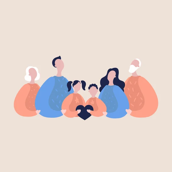 Moderna Ilustración Vectorial Plana Con Familia Feliz Los Padres Con — Archivo Imágenes Vectoriales