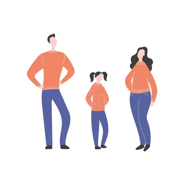 Moderne Flache Vektordarstellung Mit Glücklicher Familie Eltern Mit Teenagermädchen Stehen — Stockvektor
