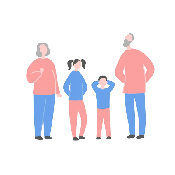 Moderne Flache Vektordarstellung Mit Großeltern Und Enkeln Großvater Großmutter Enkelin — Stockvektor