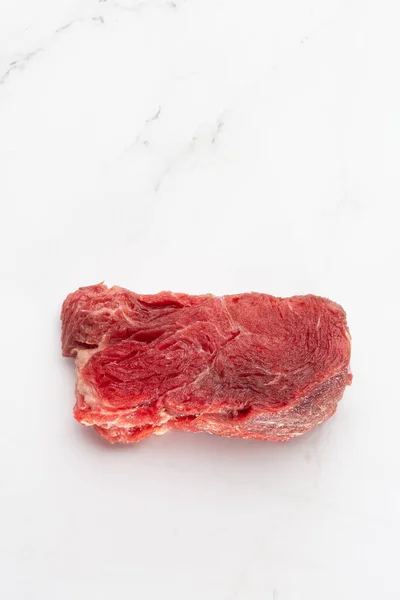Carne Manzo Fette Lonza Maiale Sfondo Bianco Carni Crude — Foto Stock