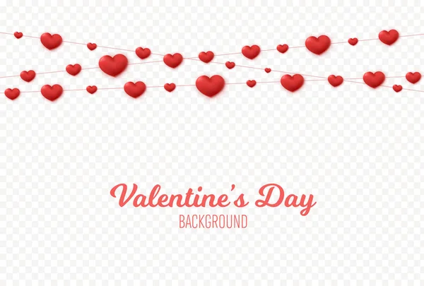Hearts garland decoration. Valentines Day background — 스톡 벡터