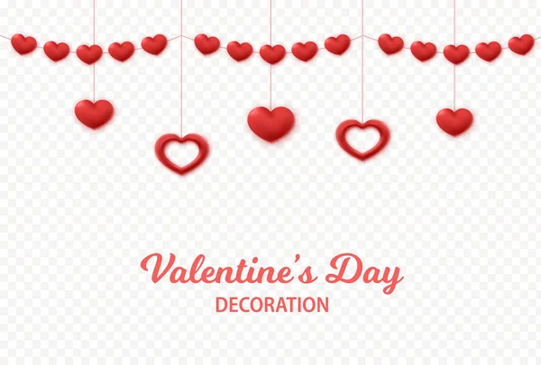 Hearts garland decoration. Valentines Day background — 스톡 벡터