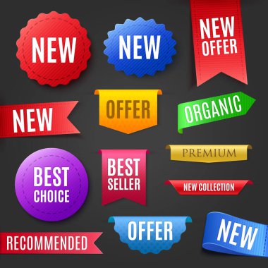 Colorful Badges, Labels and Tags. Vector