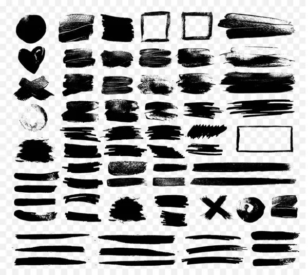Black paint brush strokes, grunge effect elements