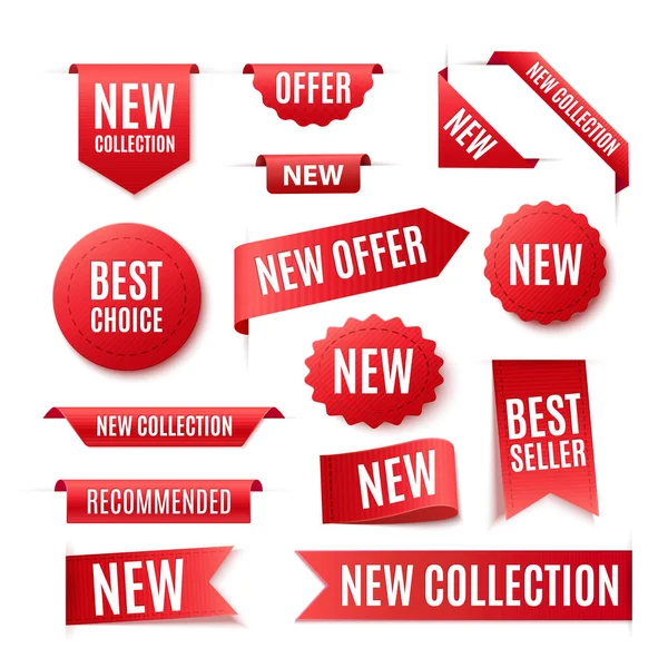 Red Promo Badges Or Labels Isolated On White — Stockvector