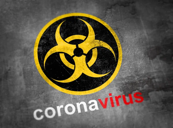 Coronavirus covid19 simbolo di rischio biologico sulla parete — Foto Stock