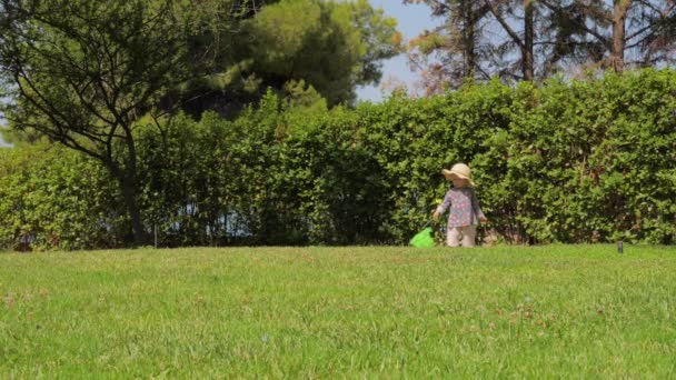 12-24 mois fille au panama avec vidéo de la maison. Des enfants créatifs. Effacer la créativité. La santé mentale. Psychologie des enfants. Développement du cerveau. Métaphore, pointe du doigt. Concept jeune touriste . — Video