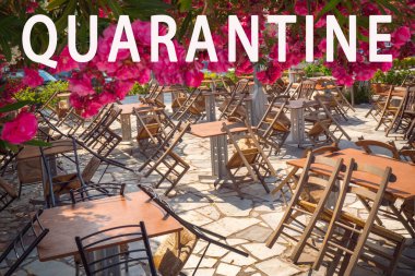 Coronavirus coronavirus. Restaurants close as Covid-19 pandemic. Quarantine and travel concept. Quarantine due to pandemic background. QUARANTINE. Coronavirus Covid19 background
