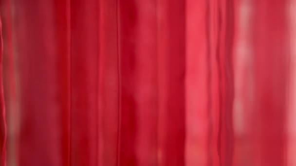 Texture chic et élégante des plis mobiles de tissu rouge clair. Fond de tulle rouge transparent. Rouge mouvement arrière-plan plié de tissu. Contexte sous éclairage dramatique 