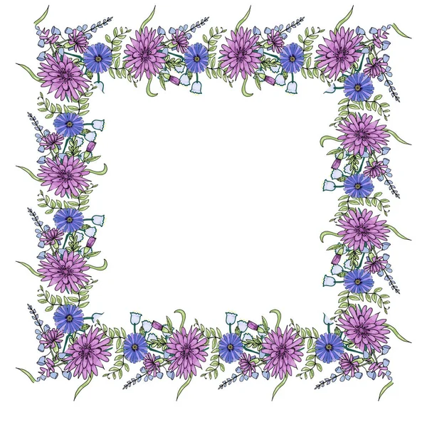 Cadre de fleurs sauvages Doodle — Image vectorielle