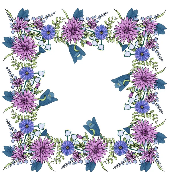 Doodle Wildblumen Rahmen — Stockvektor