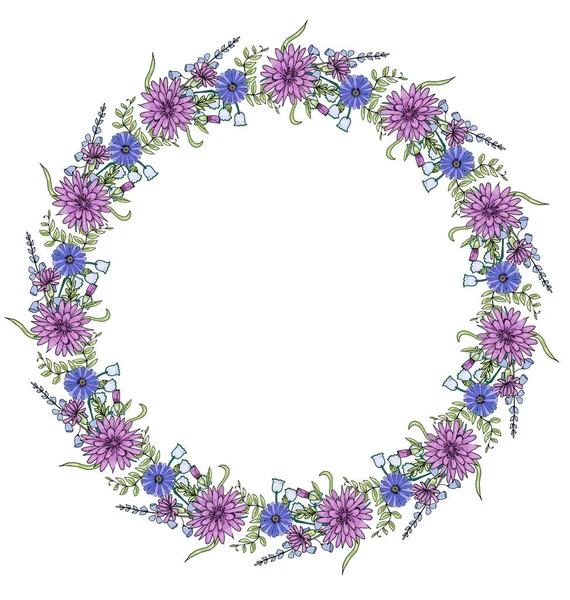 Doodle Wildblumen Rahmen — Stockvektor
