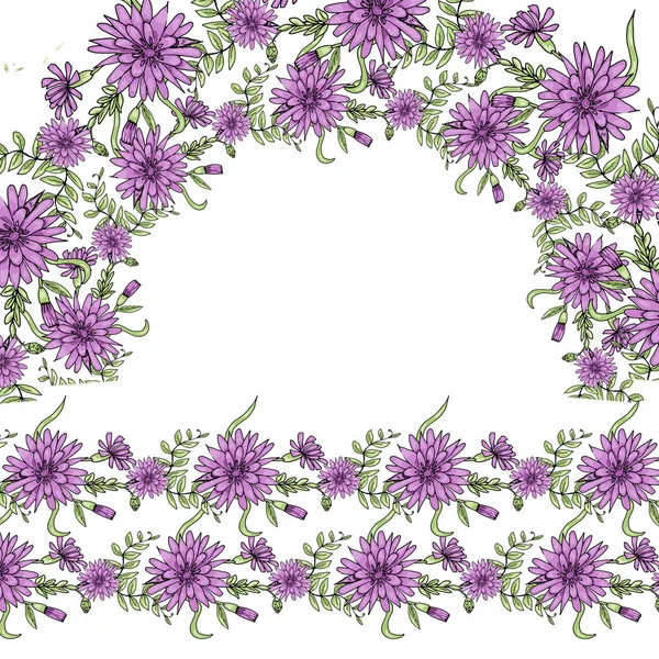 Doodle wilde bloemen frame — Stockvector