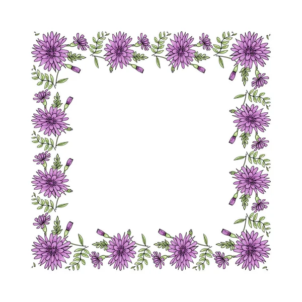 Doodle wilde bloemen frame — Stockvector