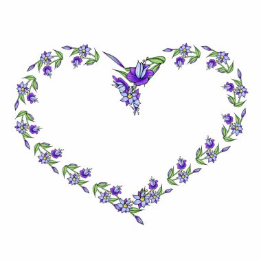 Beyaz arkaplanda izole edilmiş karalama çiçeklerinden çerçeve şablonu