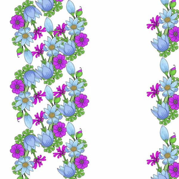 Plantilla de marco de doodle flores aisladas sobre fondo blanco — Vector de stock