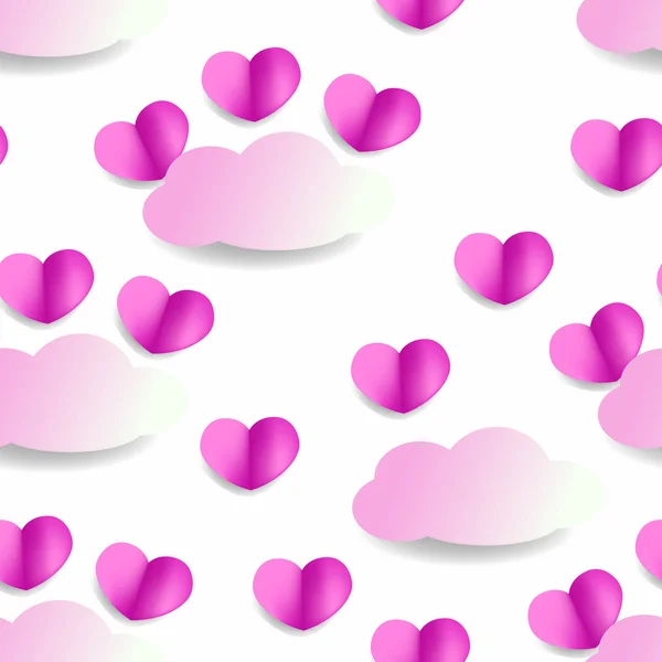 Fondo sin costuras del día de San Valentín con corazones de papel — Vector de stock