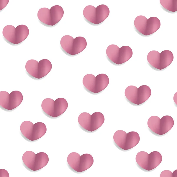 Valentýn bezešvé pozadí s papírovými srdci — Stockový vektor