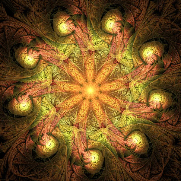 Mandala Fractal Abstracto Ilustración Generada Por Computadora —  Fotos de Stock