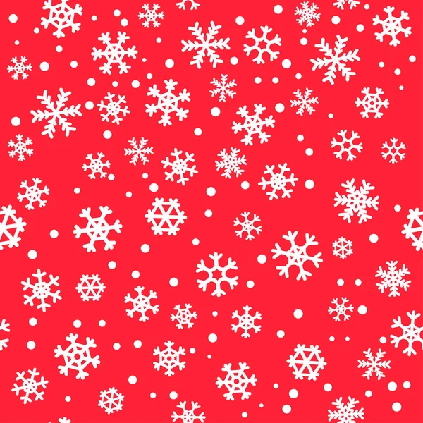 Röd sömlös vinter snöflinga mönster. Jul vektor design — Stock vektor