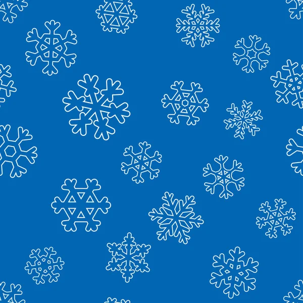 シームレスな冬クリスマス休日パターン。白い雪の結晶の壁紙。新しい年デザインの背景 — ストックベクタ