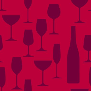 Şarap gözlük ve şişe arka plan deseni.