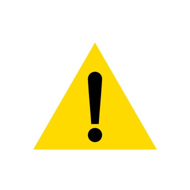 Beyaz arka plan üzerinde izole uyarı, dikkat sarı renk üçgen işareti simgesi,