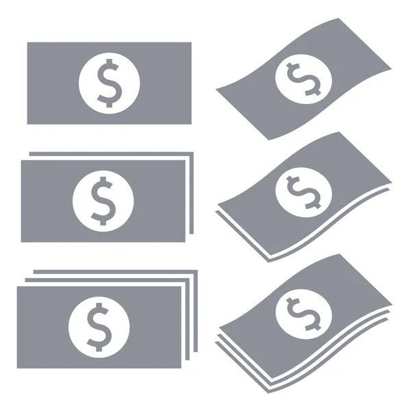Icone delle banconote in dollaro degli Stati Uniti — Vettoriale Stock